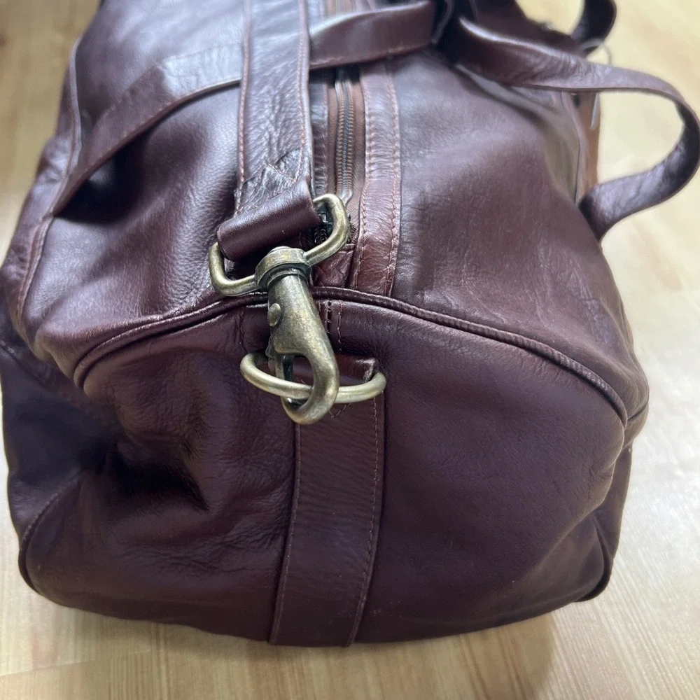 Vintage Brown Leather Duffel Bag Columbian Bags Co Hand Crafted Carry‎ On